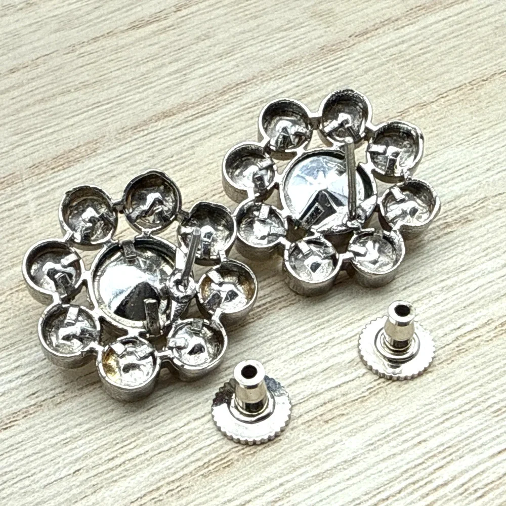 Crystal Halo Earrings Faux Turquoise Glass Cabochon Studs Southwestern Glam‎